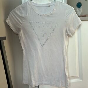 White Guess shirt with rhinestones